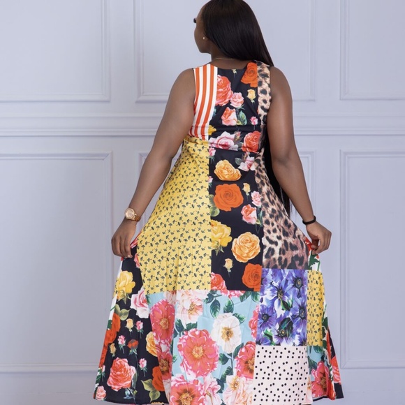 Adriana Multicolor Sleeveless Patchwork Dress - Picture 4 of 4